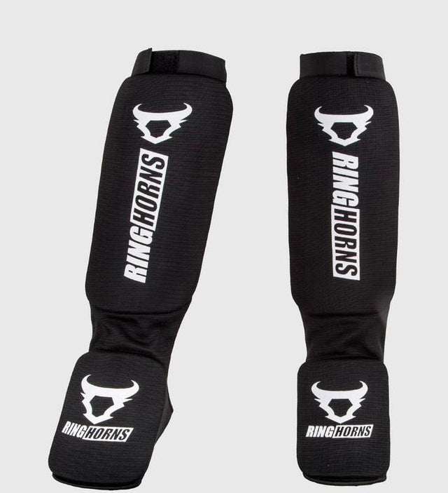Ringhorns Kickboks Skinnebensbeskyttere Kontact - Sort/Hvid - Skinnebensbeskyttere